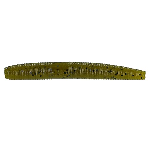 3" Fat Senko Soft Plastic Worm Fishing Bait - Green Pumpkin With Large Black Flake, 10 Pack