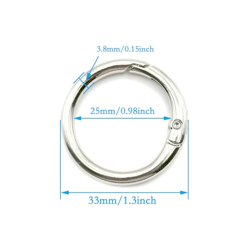 20 Pack 1 Inch Zinc Alloy Carabiner Clips - Silver