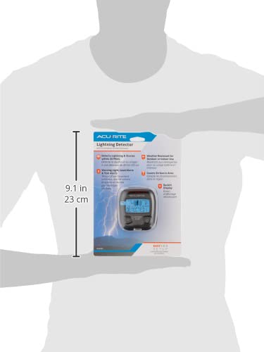 Portable Lightning Detector - Detects Storms Within 25 Miles - Black