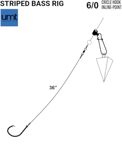 Slider Fishing Rigs 6/0 Circle Hook - 1.5 & 10-Pack for Striped Bass