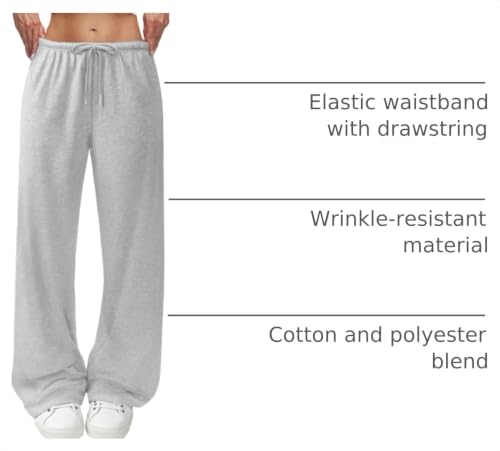 JEKAOYI Women's Grey High Waist Wide Leg Sweatpants Small