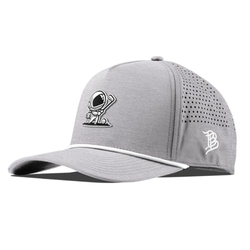 Branded Bills Moon Shot Golf Hat for Men - 5 Panel Curved Rope Cap, Heather Gray