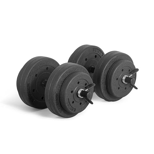 CAP 40 lb Adjustable Cement Dumbbell Set – Vinyl-Coated Plates, 14in Handles