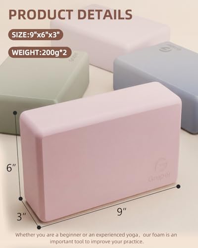 Yoga Blocks 2 Pack - Light Pink High-Density EVA Foam Props