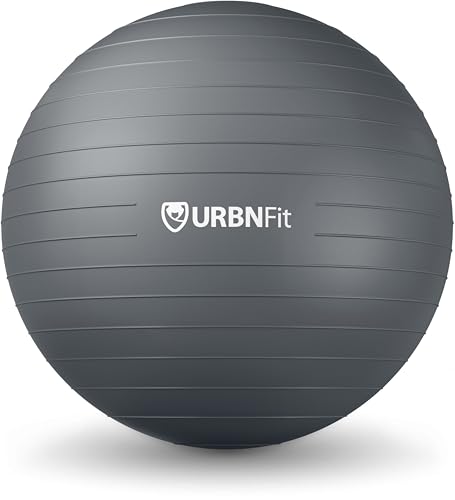 URBNFit 20" Silver Anti-Burst Yoga Ball for Exercise, Pregnancy & Posture