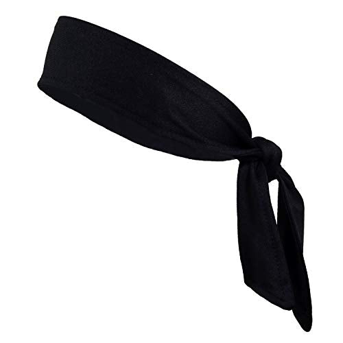 Moisture-Wicking Tie Headband for Women & Men - Black