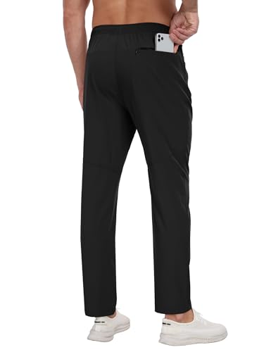 Zoofly Men's Black Athletic Jogger Pants - Breathable, Quick Dry, Water Resistant, Large