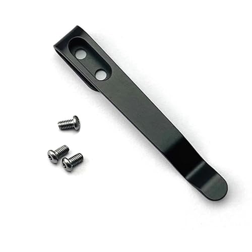 Premium Deep Carry Pocket Clip Sets Knife Clips 420 Stainless Steel Universal Repair Parts for Folding Pocket Knives Includes 3Pcs Screws DIY (Black)