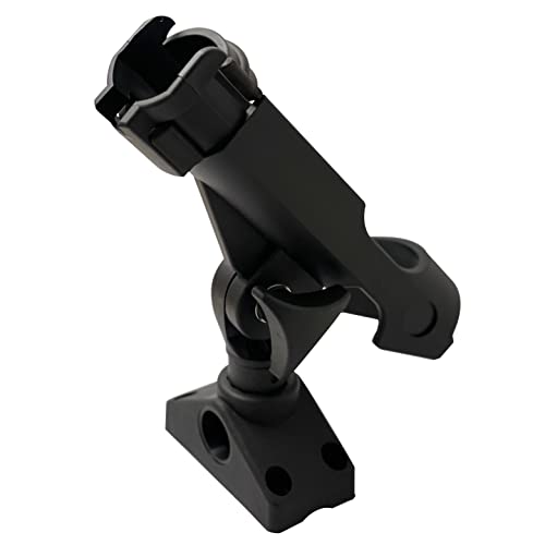 HiUmi Black 2 Pack Baitcaster & Spinning Rod Holders with Side Deck Mount