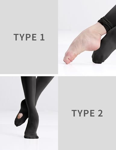Ultra Soft Convertible Ballet Tights for Girls - Black, 12-15 Years