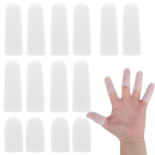 14 Pcs Silicone Finger Protectors - Waterproof Finger Cots, White