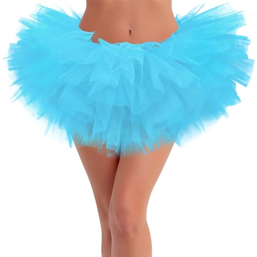 Sarfel Women's 5-Layer Sky Blue Fluffy Tutu Skirt - One Size Adult Ballet Skirt