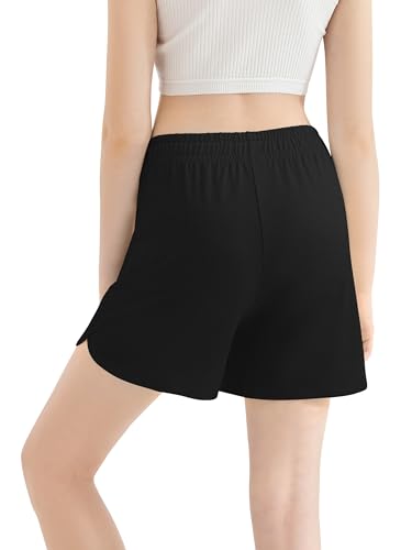 Resinta Girls 4-Pack Dry-Fit Athletic Shorts with Zipper Pockets — Black / Light Blue / Deep Blue / Light Purple