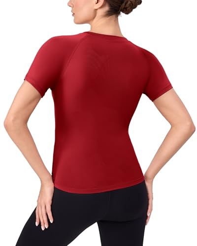Women's Short Sleeve Compression Workout Shirt - Red, X-Large