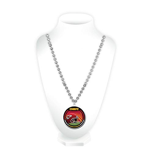 Kansas City Chiefs Mardi Gras Style Beads Necklace - Team Colors