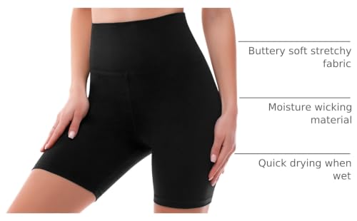 High Waisted Biker Shorts for Women - Buttery Soft Tummy Control
