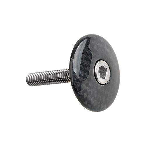 1 1/8" 3K Carbon Fiber Headset Top Cap with Titanium Bolt – Glossy Finish