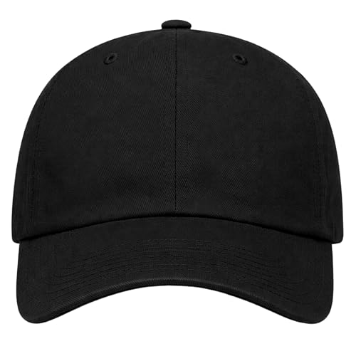 Adjustable Deep Crown Cotton Cap - Black One Size