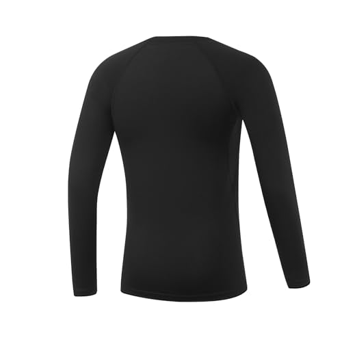 Boys Long Sleeve Compression Shirt - Large, Black Athletic Base Layer