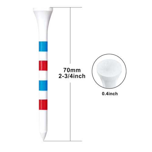 Wooden Golf Tees - 2-3/4 Inch with Red & Blue Mark, 100 Count