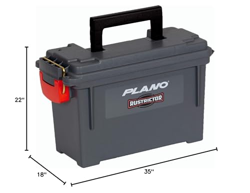 Plano Rustrictor Field Ammo Box .50 Caliber, Gray, All-Weather & Anti-Rust Ammo Storage Box, Medium Plastic Ammunition Box, Waterproof Ammo Can