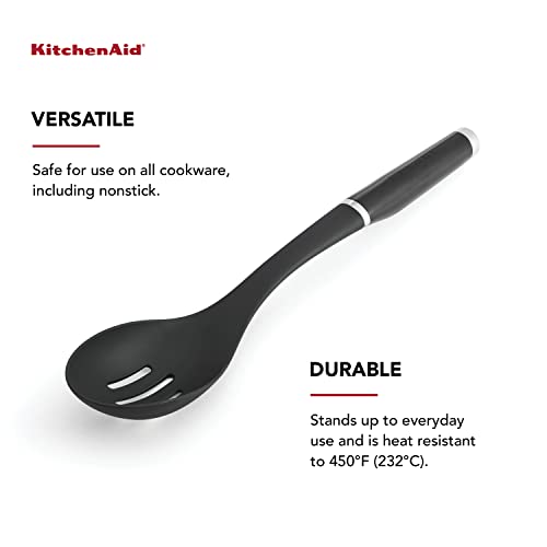 Slotted Spoon - Heat Resistant Nylon, Dishwasher Safe - One Size, Black