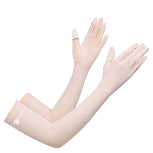 UV Protection Long Arm Gloves for Women - Pink, Medium