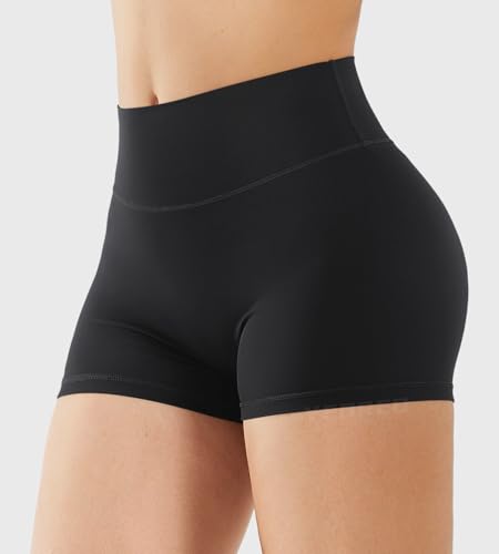 YEOREO LuxFlow Women's Biker Shorts 2.5'' Inseam No Front Seam Workout Shorts Small Black