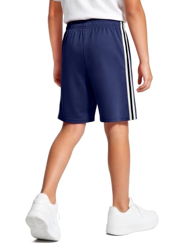 Boys Quick Dry Mesh Athletic Shorts - Navy Blue, 9-10 Years