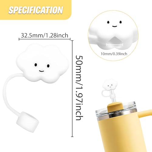 Cloud Shape Straw Covers - 2 Pack Silicone Toppers for 14oz-40oz Tumblers