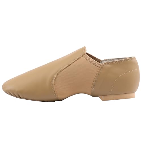 Linodes Leather Upper Jazz Dance Shoes for Women & Men - Brown, Size 14 Women / 13.5 Men