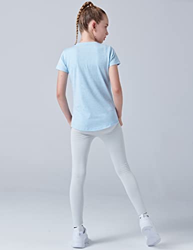 Liberty Pro Youth Girls Short Sleeve Athletic Shirts 4-Pack - Heather Lavender, Light Blue, Gray, Green, Large