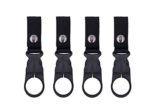 Portable Water Bottle Clip Holder - 4PCS Nylon Keychain - Black