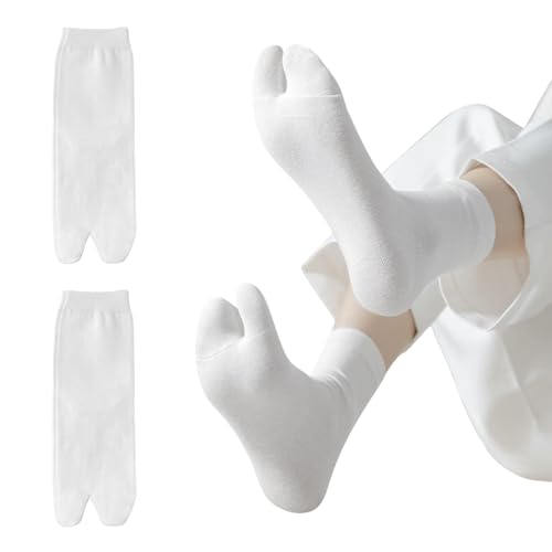 Cotton Women's Tabi Socks - Flip-Flop Split Toe - White