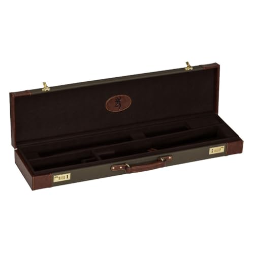Traditional Fitted Luggage Case for 32" Shotguns - Sage Green & Leather Red Handle