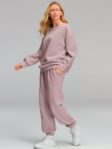 AUTOMET Womens 2 Piece Lounge Sweatsuits Fall Outfits Matching Set Medium Darkpink
