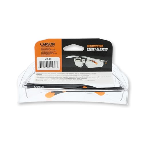 Carson 1.6x Power Magnifying Safety Glasses with Clip-On Flip-Up Lenses, Impact-Resistant Polycarbonate, UV Protection