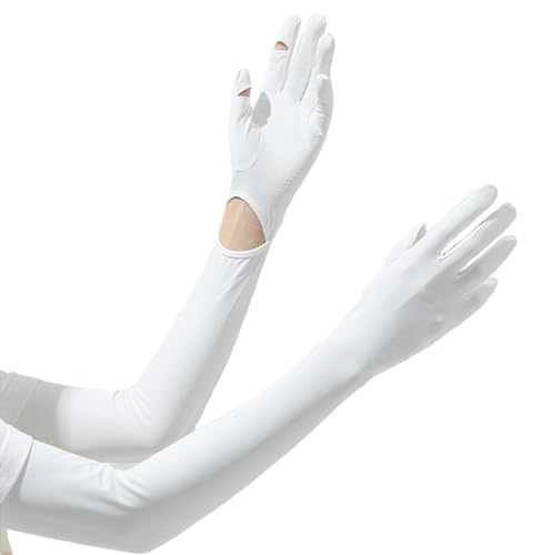 UV Protection Full Finger Women's Driving Gloves - White