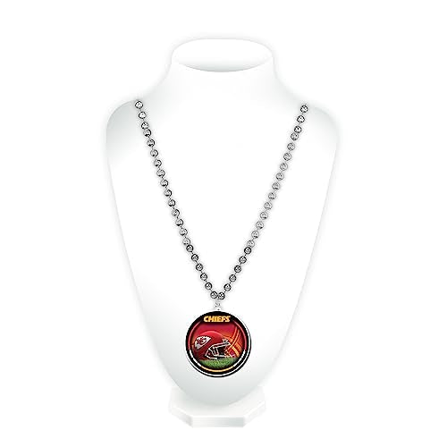 Kansas City Chiefs Mardi Gras Style Beads Necklace - Team Colors