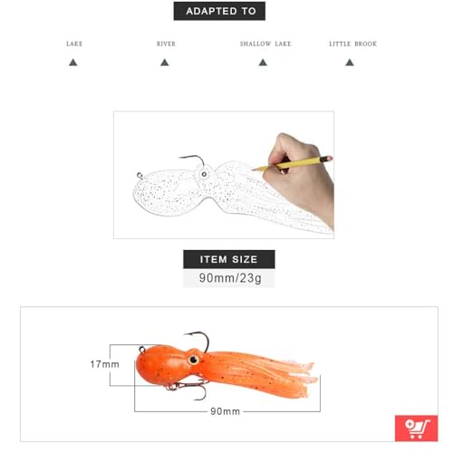 Artificial Octopus Swimbait Lure - White 3.54 Inch/0.81oz