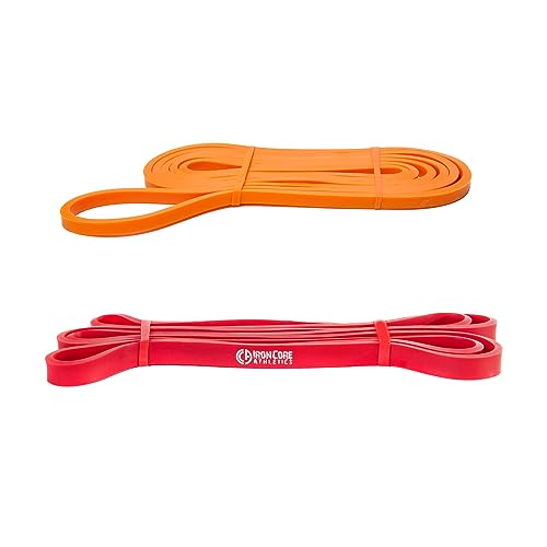 Pull Up Assistance Bands - 2 Pack Orange/Red - 5-35 lb Resistance