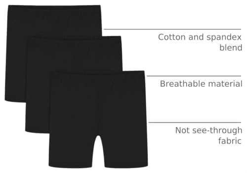 Kids Bike Shorts for Girls - Black, 7-8 Years, Comfortable Biker Style