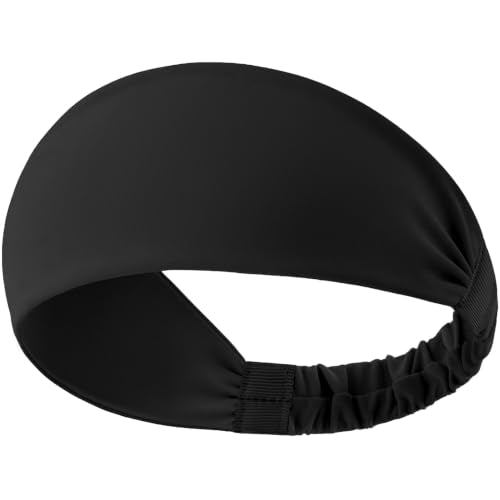 Moisture-Wicking Wide Headband for Sports & Workouts - Black