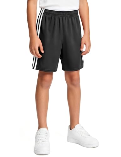 Boys Quick Dry Mesh Athletic Shorts - Black, 7-8 Years