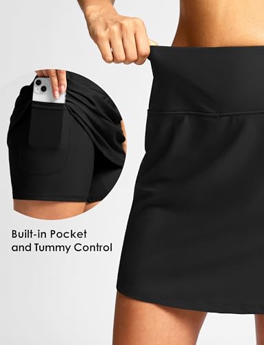 Viodia Women's 18" Inseam Modest Swim Skirt with Built-in Shorts - X-Large Black