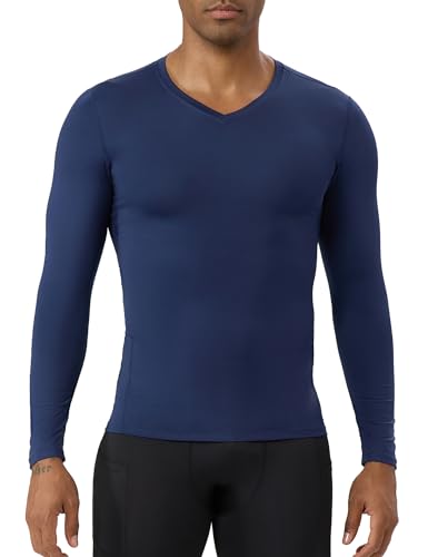 SPVISE X-Large Navy V-Neck Compression Shirt - Men's Long Sleeve Base Layer