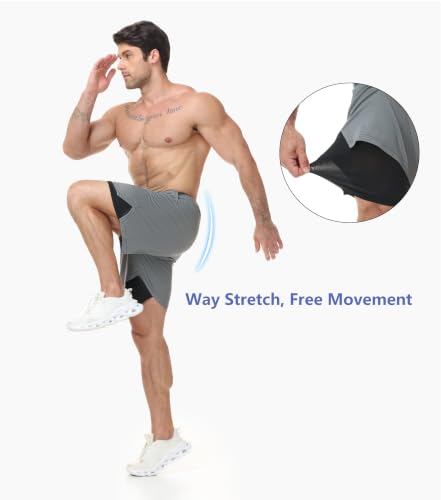 CYPER SUN Men's X-Large 2-in-1 Running Shorts with Seamless Liner & 4 Pockets