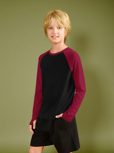 Boys Athletic Long Sleeve Colorblock T-Shirt - 11-12 Years Red
