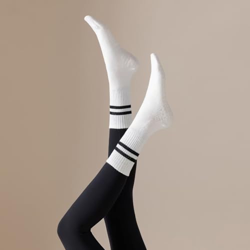 Non-Slip Pilates Grip Socks for Women - 3 Pack Black, White, Blue