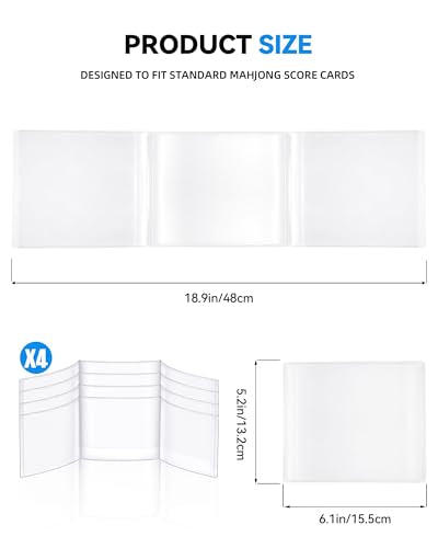 Clear Mahjong Card Sleeves - 4 Pack PVC Protective Covers for Game Cards